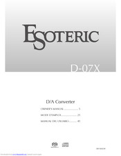 Teac Esoteric D-07X Owner's Manual