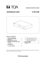 Toa C-RF1000 Operating	Instructions And Parts Manualvice Manual