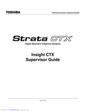 Toshiba Strata CTX Insight CTX Supervizor's Manual