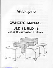Velodyne ULD-15 Owner's Manual