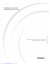 Velodyne SUBWOOFER Placement Recommendations Manual