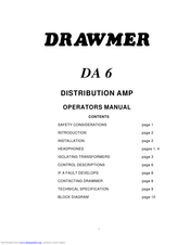 Drawmer DA 6 Operator's Manual