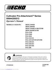 Echo Cultivator Pro Attachment 99944200513 Operator's Manual