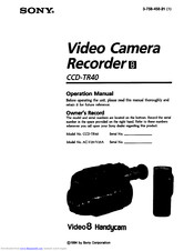 Sony Handycam CCD-TR40 User Manual
