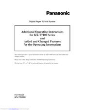 Panasonic KX-T7400 Series User Manual Addendum