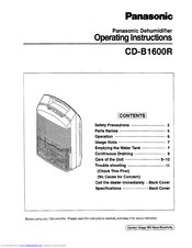 Panasonic CD-B1600R Operating Instructions Manual