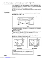 Panasonic AJ-UDC3700P Installation Instructions