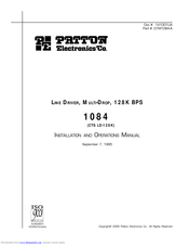 Patton electronics 1084 Installation And Operation Manual