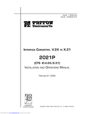 Patton Electronics 2021P Installation And Operation Manual