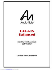Audio Note DAC4.1x Balanced Owner's Information