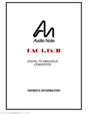 Audio Note DAC 1.1x/II Owner's Information