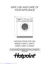 Hotpoint WM20 Instructions For Use Manual
