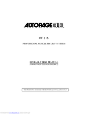 AutoPage RF-315 Installation Manual