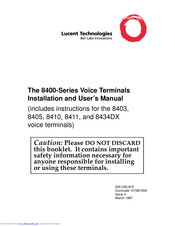 Lucent Technologies Voice Terminal 8410 Installation And User Manual