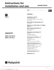 Hotpoint AQUALTIS AQD1170F 697 E Instructions For Installation And Use Manual