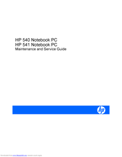 HP 541 - Notebook PC Maintenance And Service Manual
