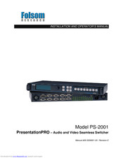 FOLSOM PresentationPRO PS-2001 Installation And Operator's Manual