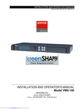Barco ScreenShaper VMS-100 Installation And Operator's Manual