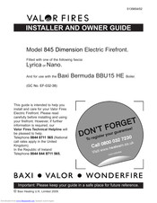 Baxi VALOR FIRES 845 Installer And Owner Manual