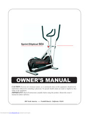 BH FITNESS Sprint Elliptical SE4 Owner's Manual