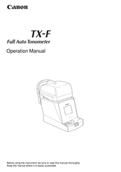 Canon TX-F Operation Manual