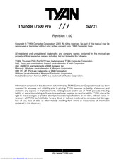 TYAN Thunder i7500 Pro S2721 User Manual