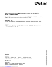 Vaillant VR 68 Operating And Installation Manual