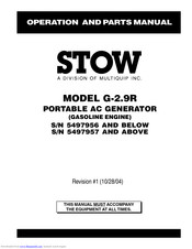 Stow G-2.9R Operation And Parts Manual