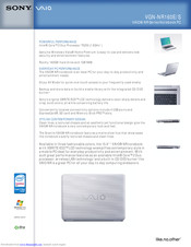 Sony VAIO VGN-NR160E/S Specifications