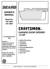 Craftsman 139.18847 Owner's Manual