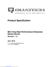 Quatech 802.11b/g High Performance Enterprise
Device Server Product Specification