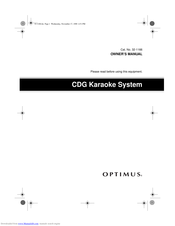 Optimus CDG Karaoke System Owner's Manual