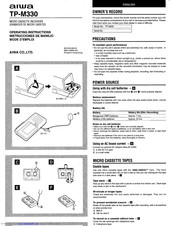 Aiwa TP-M330 Operating Instructions Manual
