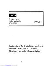 AEG D 6.30 Instructions For Installation And Use Manual