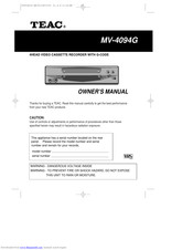 Teac MV-4094G Owner's Manual