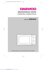 Daewoo KOR-6315 Operating Instructions Manual