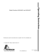 Alliance Laundry Systems LWS04M Series Operating Instructions