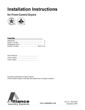Alliance Laundry Systems 506126R5 Installation Instructions Manual