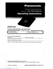 Panasonic KX-TM100ALB Operating Instructions Manual