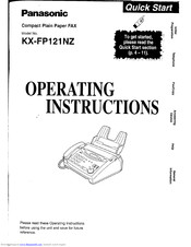 Panasonic KX-FP121NZ Operating Instructions Manual