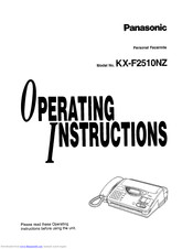Panasonic KX-F2510NZ Operating Instructions Manual