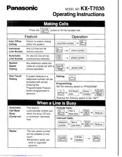 Panasonic KX-T7030 Operating Instructions