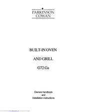 Parkinson Cowan G72 Ga Owners Handbook And Installation Instructions