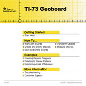 Texas Instruments TI-73 Geoboard Manual Book