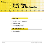 Texas Instruments Decimal Defender Manual Book