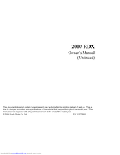 ACURA RDX 2007 Owner's Manual