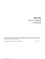 ACURA 2012 RL Owner's Manual
