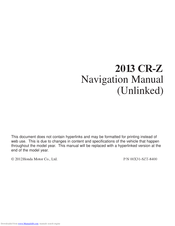 HONDA 2013 CR-Z Navigation Manual