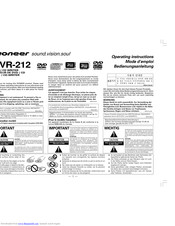 Pioneer DVR-212 Operating Instructions Manual