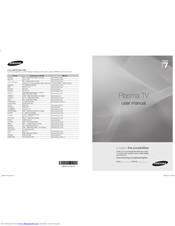 Samsung PS50A766T1W User Manual